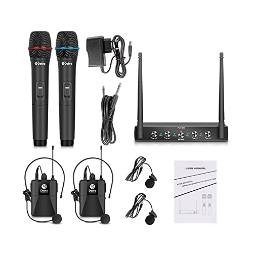 D Debra Audio AU400 Pro UHF 4 Channel Wireless Microphone System - color: with 2 Handheld & 2 Bodypack (B)