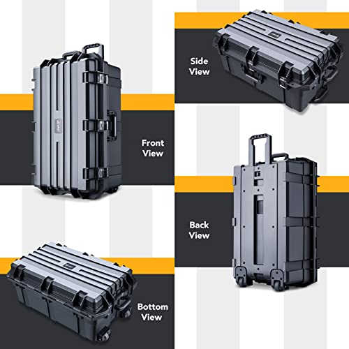 Lykus HC-7530 Hard Case with Wheels and Foam, Inner Size 27.7*15.94*11.42in | IP67 Waterproof, Pluckable Foam, Suitable for Cameras, Lenses, Electronic Equipment and More - size: HC-7530: 29.5x17.7x11.8 inch