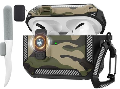for AirPods Pro 3 Case with Magnetic Lock, Magsafe Compatible, Camo Jungle - color: Camo Jungle, size: AirPods Pro 3 Case 2025