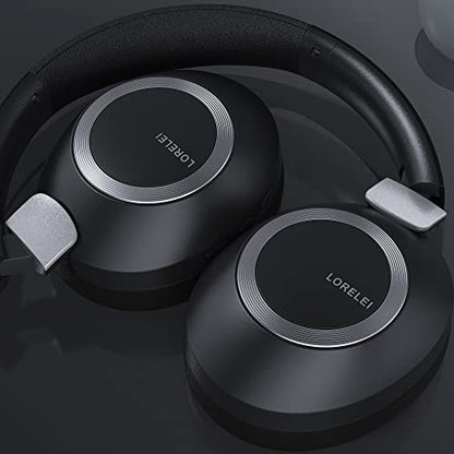 LORELEI B-C6 Wireless Over Ear Headphones, 50H Playtime Foldable Lightweight Bluetooth Headsets, Deep Bass, Built-in Microphone, Memory Foam Earmuff, for Travel, Home Office(Space Black) - color: Black