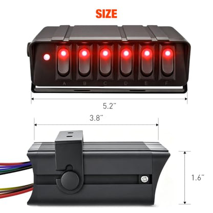 Nilight - 6 Gang Rocker Switch Box SPST Toggle Switch Panel 12V 24V 20A Switch Panel 60Amp Max for Automotive Cars Vehicles Boats RVs Campers SUVs - color: 6 Gang Switch Box