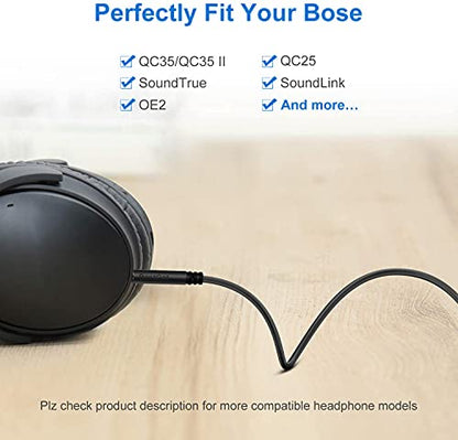 Audio Cable 3.5mm to 2.5mm Male Replacement Cable For Bose 700 QuietComfort QC35II QC35 QC25 Noise Cancelling Headphones,JBL E45BT E55BT E65BTNC Bluetooth Earphone,Audio Wire 3.3FT/1m (2-Pack,Black) - color: 2Pack Black