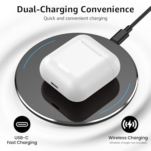 TOZO T6 Wireless Earbuds Bluetooth 5.3 Stereo Sound in Ear Headphones | 50H Long Playtime Ear buds with Charging Case, App Customizable EQs, IPX8 Waterproof Earphones, AI Calls, Deep Bass - color: White