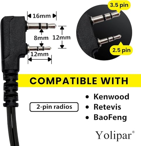 Earpiece Surveillance Kit Compatible with BaoFeng, BTECH, Kenwood, Pxton Walkie Talkie with PTT Mic Headset Accessories (G-Shaped*10) - style: G-shaped*10