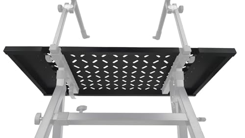Rockville KS2 Shelf for Z-Stand or X-Stand DJ Table, 150 lbs Capacity, Ventilation Holes, Foam Padding, Perfect for DJs and Musicians | 150 lb Capacity, Heavy-Duty Steel, Black Powder Coated, 39.5" x 18.6" Surface, Ventilation Holes, Universal Fit, Portab