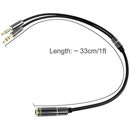 3.5mm Headphone Splitter Adapter Female to 2X 3.5 mm Male Converter Cable Headphone Mic Audio Y Splitter Cable Smartphone Headset to PC Adapter –for Microphone with 4 Pin (Black) - color: Black
