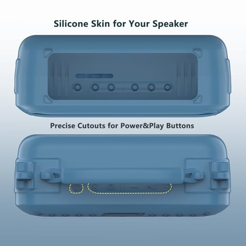 JCHPINE Silicone Cover Case for Bose SoundLink Plus Portable Speaker | Protective Soft Silicone Case with Carrying Handle and Shoulder Strap (Blue Dusk) - color: Blue Dusk Case