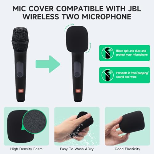Wireless Microphone Case for JBL Dual System - Hard EVA Waterproof Storage, Includes Cleaning Brush + 2 Foam Windscreens, Fits 2 Mics, Receiver & Accessories (Box Only)