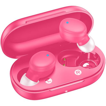 kurdene Wireless Earbuds Bluetooth 5.3 Light Weight in Ear Headphones | Premium Sound Bass Ear buds with Charging Case,Touch Control,Built in Mics Headset,Clear Calls for Sports Workout Hot Pink - color: Hot Pink