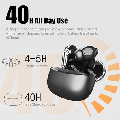 Wireless Earbuds for Samsung S25 S24 Z Flip 7 Fold 7 [ANC & ENC] Bluetooth Headphones Noise Cancelling Clear Call Microphone 40H Play Time HiFi Stereo Touch Control for iPhone/Galaxy/Android/PC/Laptop