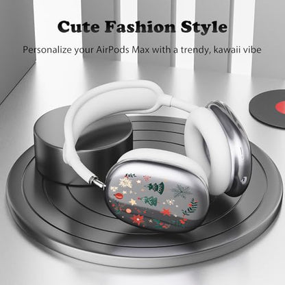 for AirPods Max 2/1 Headphones Christmas Tree Ear Covers | Cute Clear Ear Cups Cover | White Silicone Ear Pad Case Headband Cover for Apple AirPods Max 2/1 (2026/2024/2020) - color: Christmas Tree J/White