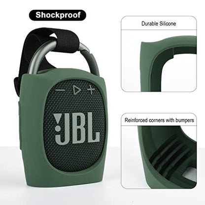 Silicone Case Compatible with JBL Clip 4 - Portable Mini Speaker Stand Up Protective Carrying Case Cover for JBL Clip 4 (Green) - color: Green