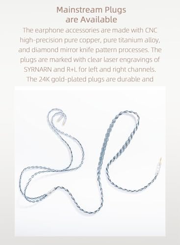 IEM MMCX 4.4MM Balanced Cable, 4ft+/1.3Meter Long, 8-Strand OCC Silver in Ear Monitor Wire for SE846 Cable, se535 Cord, Dunu TITAN6, DK3001Pro, DK4001 (4.4mm to Dual MMCX Male Version)