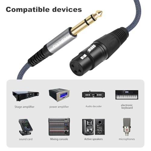 2 Pack 1/4 TRS Male to 3Pin XLR Female Microphone Cable,Balanced 6.35mm TRS to XLR Female Braid Quarter inch Cable for Mixer Microphone Active Speakers-3Feet - color: 1/4 TRS To XLR F, size: 3Feet(2Pack)