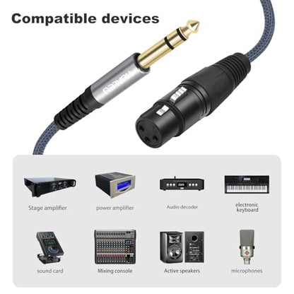 2 Pack 1/4 TRS Male to 3Pin XLR Female Microphone Cable,Balanced 6.35mm TRS to XLR Female Braid Quarter inch Cable for Mixer Microphone Active Speakers-3Feet - color: 1/4 TRS To XLR F, size: 3Feet(2Pack)