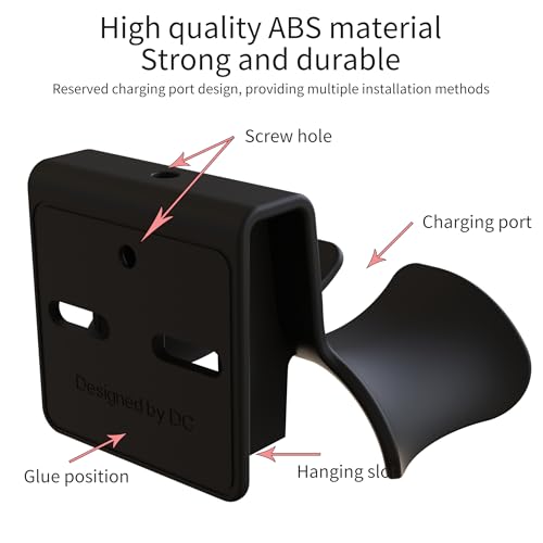 Headphone Wall Mount, Under Desk Headphone Hanger, Controller Holder, Gamepad Controller Holder, Adhesive/Screws, Universal Hanger Hook (Black) - color: Black