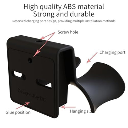 Headphone Wall Mount, Under Desk Headphone Hanger, Controller Holder, Gamepad Controller Holder, Adhesive/Screws, Universal Hanger Hook (Black) - color: Black