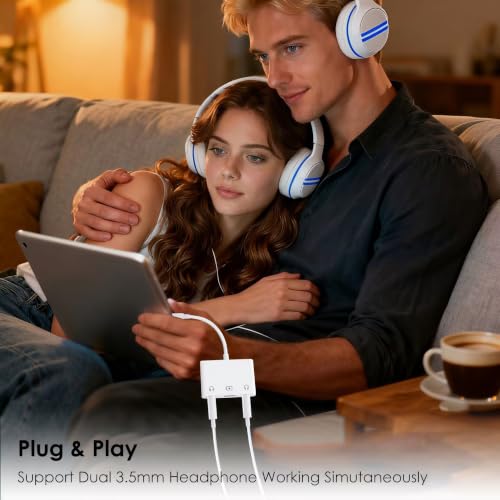 USB C Headphone Splitter, USB C to Dual 3.5mm Audio and Charging Adapter