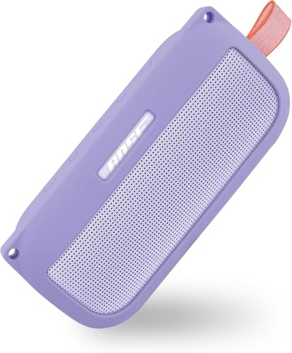 co2CREA Soft Silicone Case for Bose SoundLink Flex Bluetooth Speaker,Purple | Adjustable Shoulder Strap, Crossbody Carrying, Aluminum Carabiner, Lightweight - color: Purple Case
