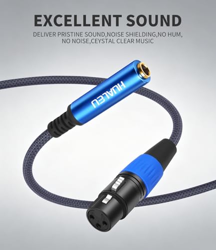 2 Pack Female XLR to 1/4 Cable,Balanced 3 Pin XLR Female to 1/4 Quarter inch TRS 6.35mm Female Microphone Audio Adapter - 1 Feet Blue - color: 1/4 F to XLR F/Blue