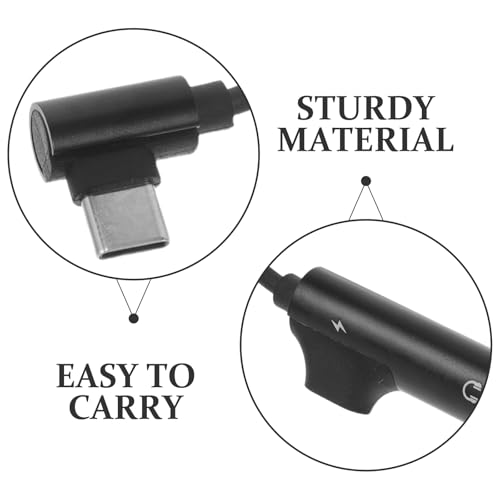 Type-c to 3. 5mm Audio Adapter with Charging Port, USB C to 3. 5mm Dual Headphone and Charging Adapter Cable Splitter Black 4. 72 Inch