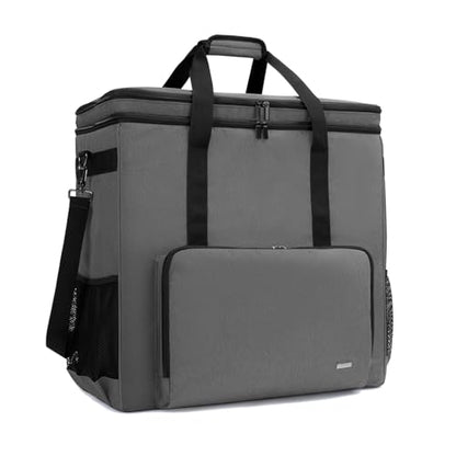 CURMIO Double-Layer PC Carrying Case, Computer Travel Bag for Tower, Gray | Computer Desktop Tower Case with Shoulder Straps Fit ATX/M-ATX Motherboards, Keyboard, Mouse, Cables & Earphones - color: Grey