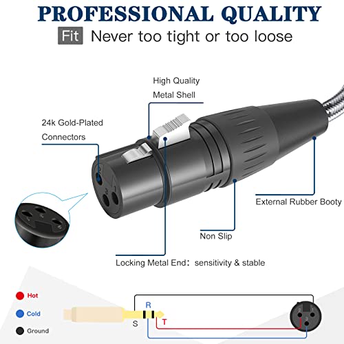 JOLGOO XLR Female to 1/4 Inch 6.35mm TRS Plug Balanced Interconnect Cable, XLR to Quarter inch Patch Cable, 3.3 Feet, for Microphone,Mixer,Guitar,AMP,Speakers - size: 3.3 Feet, style: XLR Female to 1/4 TRS Male
