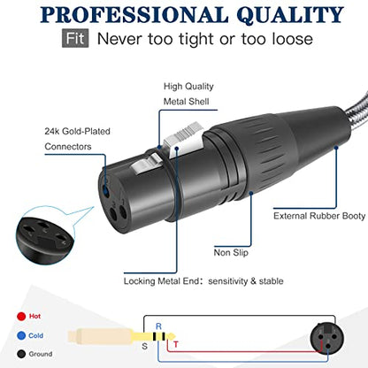 JOLGOO XLR Female to 1/4 Inch 6.35mm TRS Plug Balanced Interconnect Cable, XLR to Quarter inch Cable, 25 Feet, for Microphone,Mixer,Guitar,AMP,Speakers - size: 25 Feet, style: XLR Female to 1/4 TRS Male