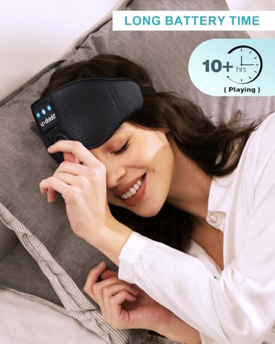 LC-dolida Sleep Headphones, 3D Sleep Mask Bluetooth Wireless, Sleeping Headphones for Side Sleepers Sleep Eye Mask Music Weighted Sleeping Mask Meditation Gifts for Men Women (Obsidian Black) - color: Obsidian Black