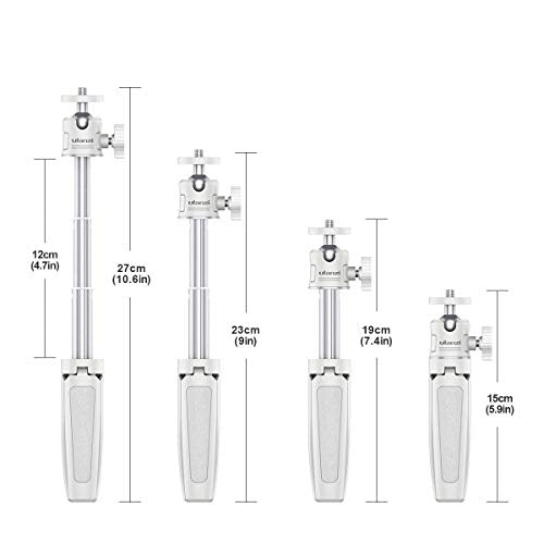 ULANZI Extension Pole Tripod Mini Selfie Stick Stand Handle Grip Vlogging | for iPhone 13 Pro Max Smartphone OSMO Pocket 4 3 Canon G7X Mark III Sony RX100 DJI Osmo Nano Luna Cameras White - color: White
