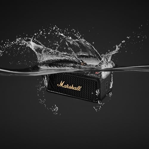 Marshall Emberton III Portable Bluetooth Speaker - Rugged Waterproof/Dust-Proof Design | Loud Stereo Sound, Deep Bass | Compact and Wireless for Travel and Outdoors - Black and Brass - color: Black & Brass