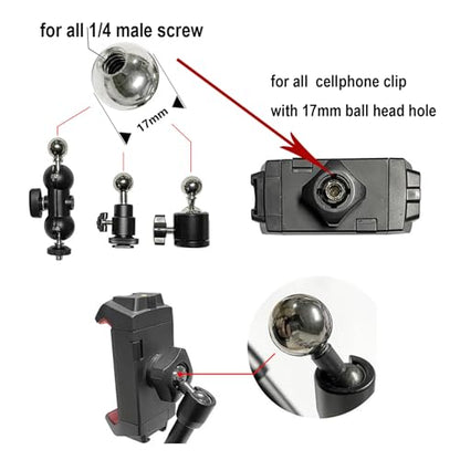 30Pack Camera Tripod Screw Mount Kit 1/4 to 3/8 Inch Adapter Threaded Converter 1/4" Swivel Ball Head and Hot Shoe E Clip for DSLR/Monopod/Flash Light/Quick Release Plate