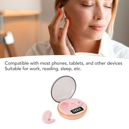 Yunseity Mini Bluetooth Earbuds, in Ear Stereo Earphones with Digital Display Charging Case, Mini for Sleep Work Music (Rose) - color: Rose