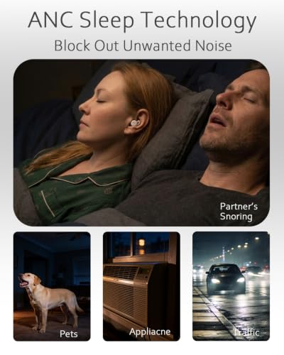 Sleep ANC Earbuds, Noise Cancelling Comfortable Side Sleeper Headphones