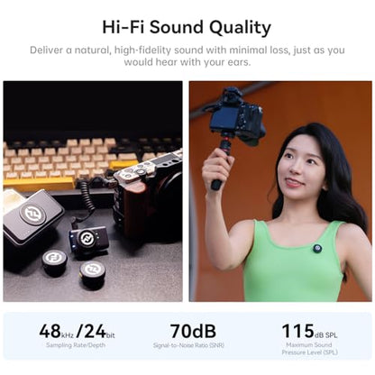 Hollyland Lark M2 Wireless Lavalier Microphone for Camera/PC/Laptop/Phones, 48KHz 24Bit, 1000ft Range, Noise Cancel, 40H Battery for Video Recording (Camera Version) - size: Camera Version