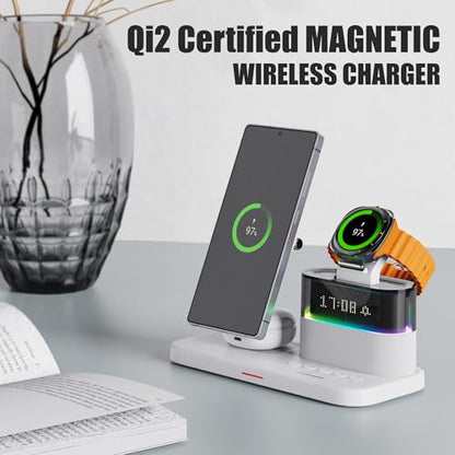 Magnetic Charger for Samsung, 5 in 1 Wireless Charging Station for Samsung Galaxy S25 Ultra/S24/S23/S22, Galaxy Watch 8/7/6/4/5, Galaxy Buds/Pro, Upgraded Version - color: White-Upgraded Version