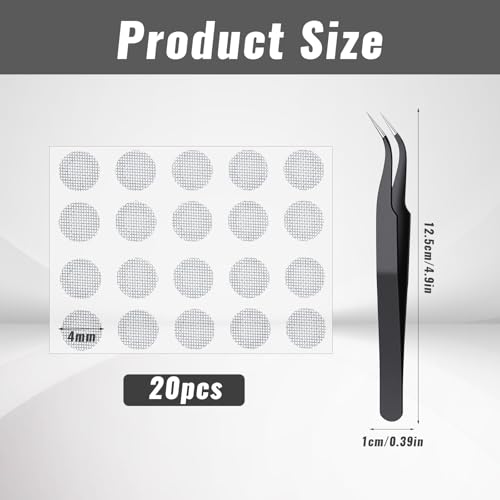 20 PCS Earbud Mesh Replacement with Tweezers, 4 Mm Stainless Steel Earbud Dust Filter Mesh Compatible with Most in-Ear Headphones