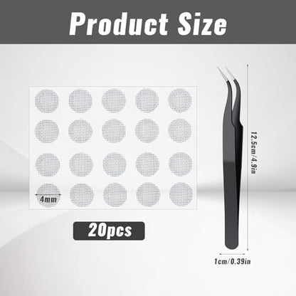 20 PCS Earbud Mesh Replacement with Tweezers, 4 Mm Stainless Steel Earbud Dust Filter Mesh Compatible with Most in-Ear Headphones