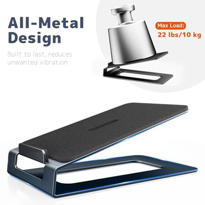 PUTORSEN Desktop Speaker Stands, 16° Tilt Angle, 22 lbs Capacity, 1 Pair | Strong Metal Support Fits Most 3-4" Bookshelf Speakers, 16° Tilt For Clearer Sound, Anti-Vibration Pads Reduce Resonance - size: Height: 2.87"