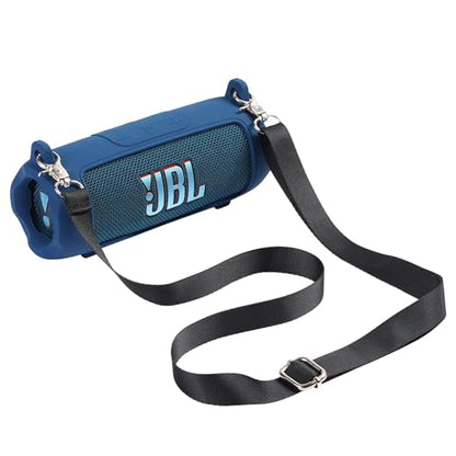Silicone Cover Compatible with JBL Flip 7 Waterproof Portable Speaker with Shoulder Strap (Blue) - color: Blue