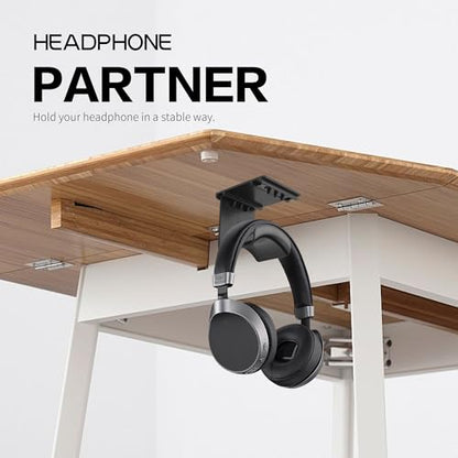 YAODHAOD Headset Hanger Holder Wall Mount, Sticky Headset Stand Holder Clip Under Desk for All Headphone/Controller (Black,Removable Hanging Style) - color: Black, size: Removable Hanging Style