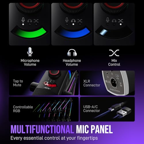 FIFINE AmpliGame AM8PROT Gaming Microphone Kit, XLR/USB Dynamic PC Mic - color: Black