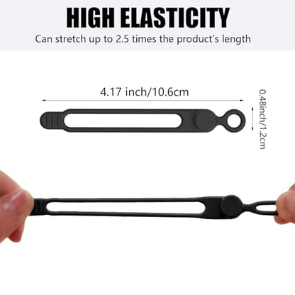 Data Cable Organizer, 2026 NEW Elastic Silicone Cable Ties, Reusable Cable Ties Wire Management Organizer, Multi-Purpose Cord Organizers for Bundling and Fastening Earphone, Phone Charger (18)