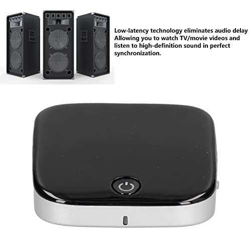 Bluetooth 5.0 Adapter, Portable Wireless Audio Transmitter and Receiver, Low Latency Dual Mode for TV Headphones Home Theater, Black
