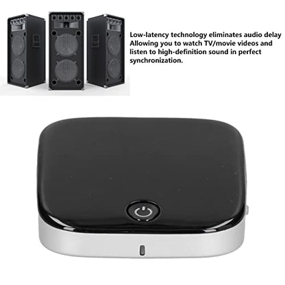Bluetooth 5.0 Adapter, Portable Wireless Audio Transmitter and Receiver, Low Latency Dual Mode for TV Headphones Home Theater, Black