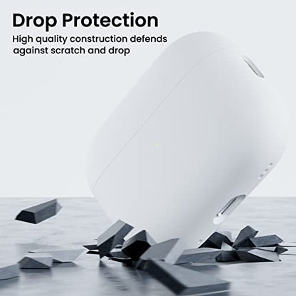 ORNARTO for AirPods Pro 2 Case, Hybrid Silicone, White | Hybrid Silicone Rubber, Front LED Visible, Wireless Charging, Skin-Friendly Soft Touch, Anti-Scratch, Detachable Lanyard - color: White