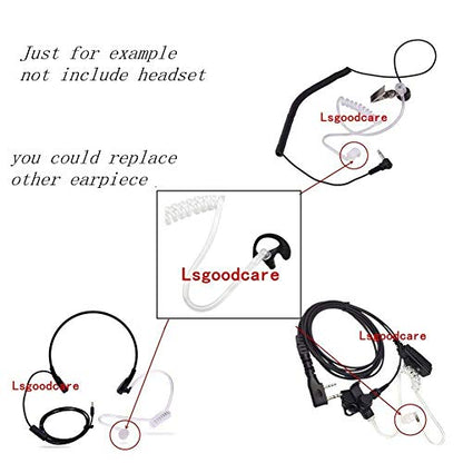 Lsgoodcare Replacement Earmold Earbud (Left and Right Ear) for Two Way Radio Acoustic Coil Tube Earpiece - Open Ear Insert Earmould Earbuds Black, Medium, Soft Silicone Material, 5 Pairs - size: Medium Size-5Pack