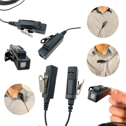 MaximalPower Replacement Surveillance Headset Earpiece for MOTOROLA 2-Pin Radios - Push-to-Talk Mic with Reinforced Cables for Low-Profile Communication