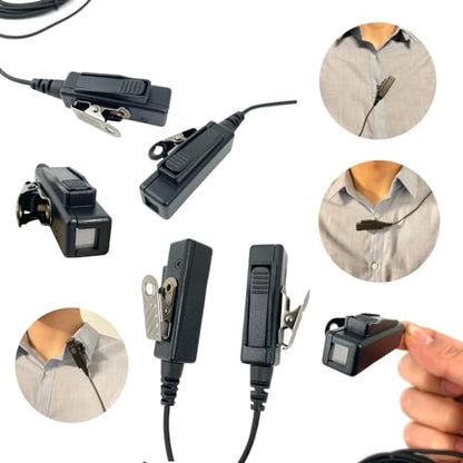 MaximalPower Replacement Surveillance Headset Earpiece for MOTOROLA 2-Pin Radios - Push-to-Talk Mic with Reinforced Cables for Low-Profile Communication