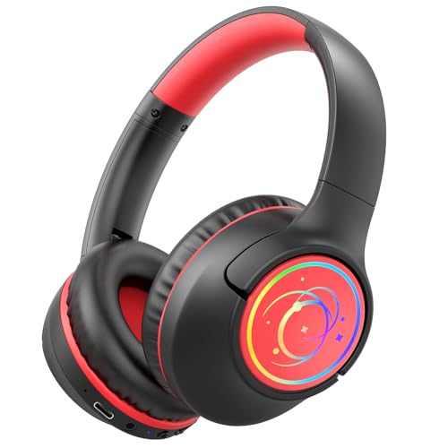 Kids Bluetooth Headphones, 85H Playtime for Toddler Boys, Black with LED - color: Black